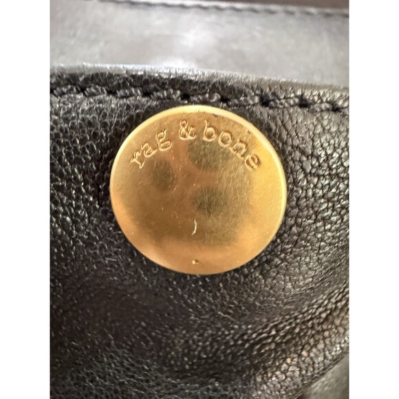 Rag & Bone Atlas Black Lamb Leather Satchel Tote Crossbody Bag Brass Hardware M - Picture 12 of 16